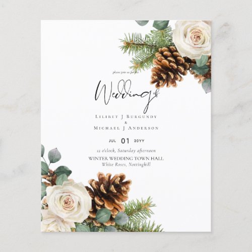 BUDGET Winter Wedding Eucalyptus Greenery Roses Flyer