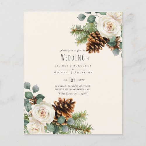 BUDGET Winter Wedding Eucalyptus Greenery Roses Flyer