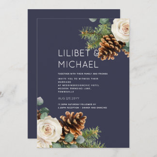 BUDGET Winter Wedding Eucalyptus Greenery Roses Invitation