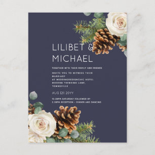 BUDGET Winter Wedding Eucalyptus Greenery Roses Postcard