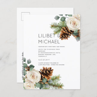 BUDGET Winter Wedding Eucalyptus Greenery Roses Postcard