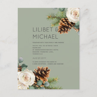 BUDGET Winter Wedding Eucalyptus Greenery Roses Postcard