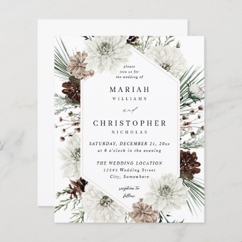 Budget Winter White Floral  Pine Wedding