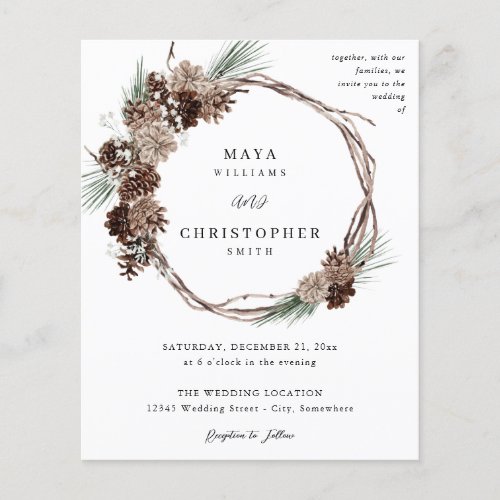 Budget Winter White Floral  Pine Wedding Wreath Flyer