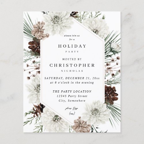 Budget Winter White Floral  Pine XMas or Holiday Flyer