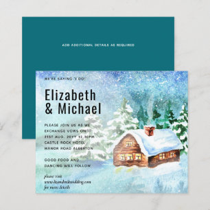 Budget Winter Woodland Cabin Wedding Invite