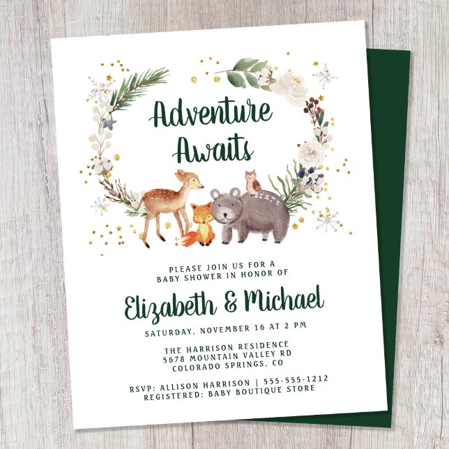 Budget Winter Woodland Couple Baby Shower Invite (Creator Uploaded)