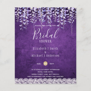 BUDGET Wisteria Floral Lace BRIDAL SHOWER INVITE Flyer