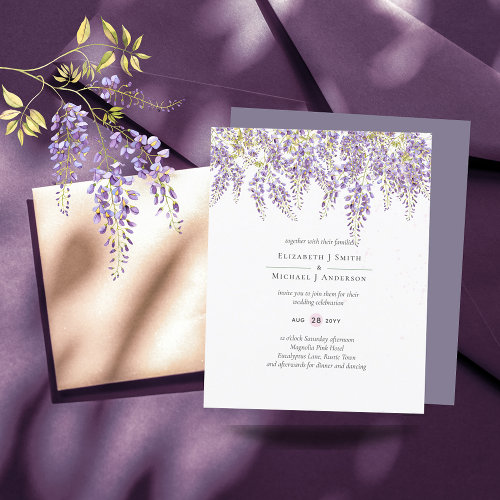 BUDGET Wisteria Purple Floral Wedding Invites