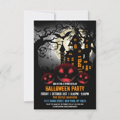 Budget Witch Pumpkin Dark Haunted House Halloween Invitation