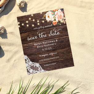 Budget Wood, Lace Lights Pink Floral Save the Date Flyer