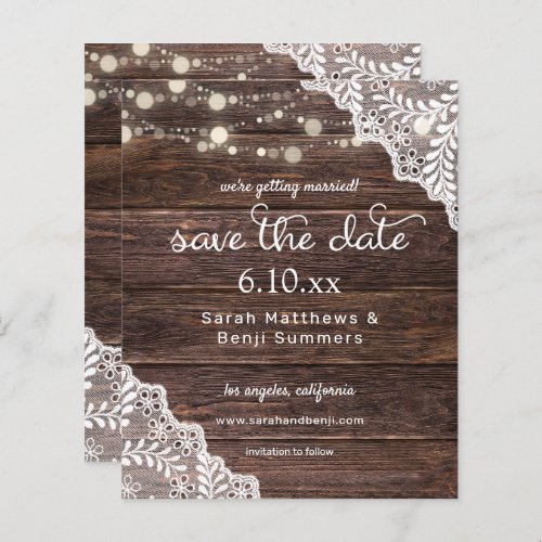 Budget Wood Lace  Lights Save the Date V2