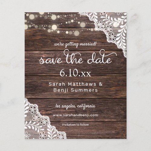 Budget Wood Lace  Lights Save the Date V2 Flyer