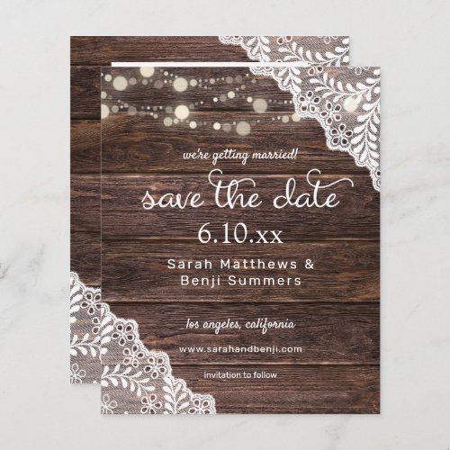 Budget Wood Lace  Lights Save the Date V2 Photo