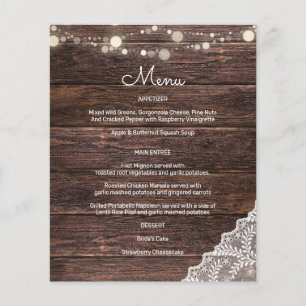 Budget Wood, String Lights & Lace Menu 2 Flyer