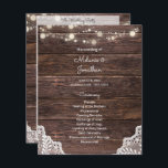 Budget Wood, String Lights, Lace Wedding Program<br><div class="desc">** SATIN PAPER IS PAPER THIN. UPGRADE THE PAPER FOR A THICKER PAPER. HAS AN OPTION FOR ENVELOPES. *** Save money on formal invitations with this smaller invitation that has an option for envelopes. Get your guests ready for the amazing wedding with your Wood, String Lights, Lace Wedding Ceremony Program-...</div>