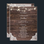 Budget Wood, String Lights, Lace Wedding Program<br><div class="desc">** SATIN PAPER IS PAPER THIN. UPGRADE THE PAPER FOR A THICKER PAPER. HAS AN OPTION FOR ENVELOPES. *** Save money on formal invitations with this smaller invitation that has an option for envelopes. Get your guests ready for the amazing wedding with your Wood, String Lights, Lace Wedding Ceremony Program-...</div>