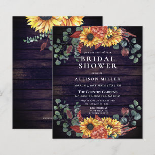 Budget Wood Sunflowers Bridal Shower Invitation