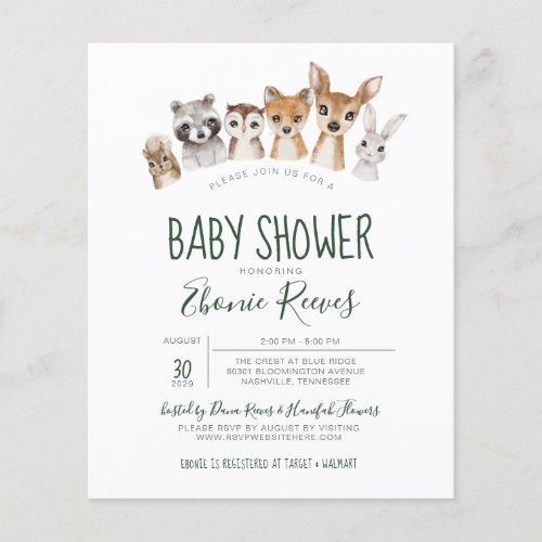 Budget Woodland Animals Baby Shower Invitation