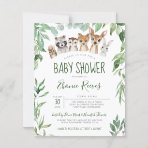 Budget Woodland Animals Baby Shower Invitation