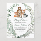 Budget Woodland Animals Baby Shower Invitation (Front)