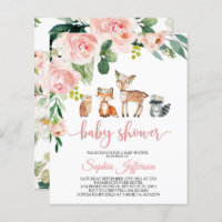 Budget Woodland Animals Baby Shower Invitation