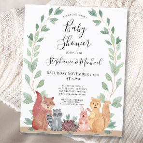 Budget Woodland Animals Baby Shower Invitation