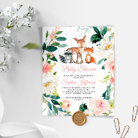 Budget Woodland Animals Baby Shower Invitation