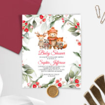 Budget Woodland Animals Baby Shower Invitation