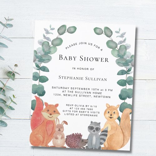  Budget Woodland Animals Baby Shower Invitation