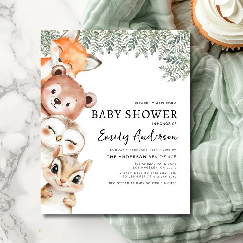 Woodland Brown baby shower invitation