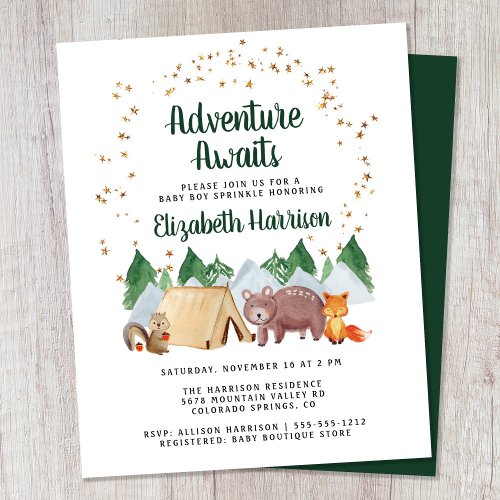 Budget Woodland Animals Baby Sprinkle Invitation