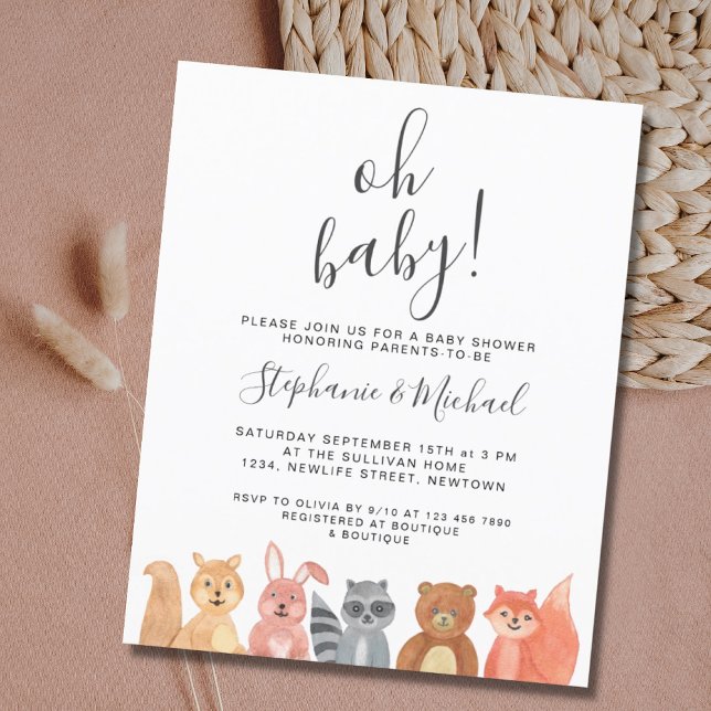 Budget Woodland Animals Couples Baby Shower Invite (Creator Uploaded)