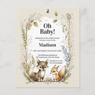 Budget Woodland Creatures Baby Shower Invite