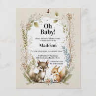 Budget Woodland Creatures Baby Shower Invite Flyer