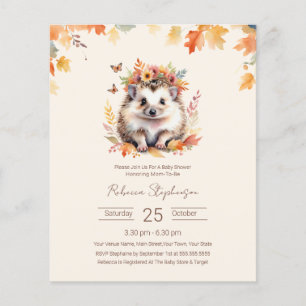 Budget Woodland Cute Hedgehog Fall Baby Shower