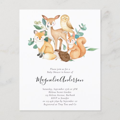 BUDGET Woodland Eucalyptus Baby Shower Invitation