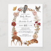 Budget Woodland Forest Animals Baby Shower Invite (Front)