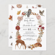 Budget Woodland Forest Animals Baby Shower Invite