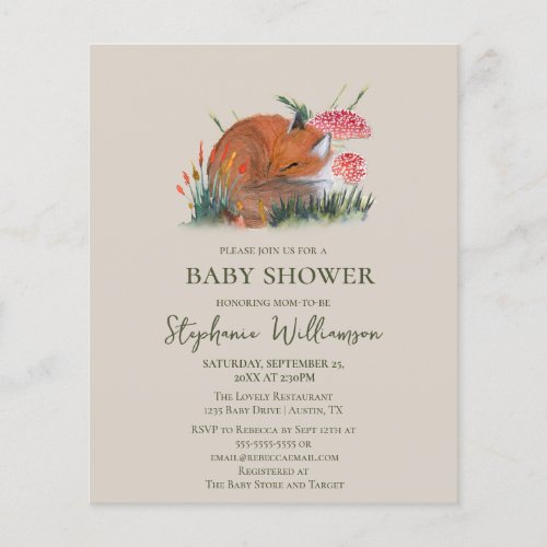 Budget Woodland Fox Autumn  Baby Shower 