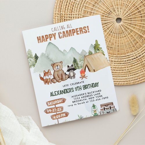 Budget Woodland Happy Camper Camping Kids Birthday