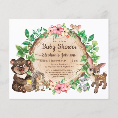 Budget Woodland Rustic Neutral Baby Shower Invite