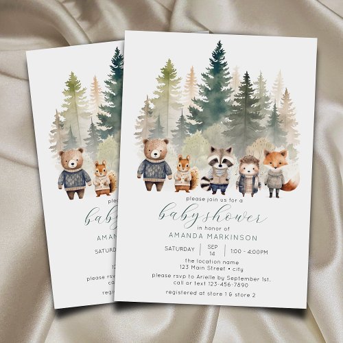 Budget Woodland Watercolor Baby Shower Invitation
