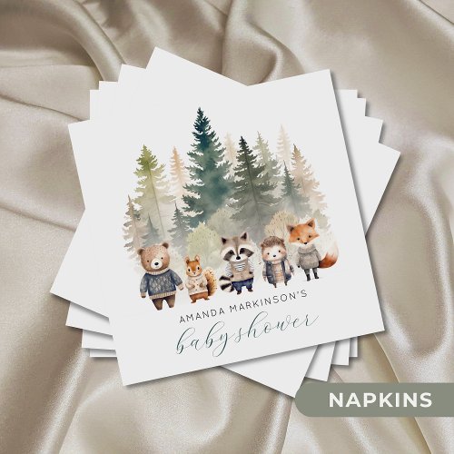 Budget Woodland Watercolor Baby Shower Napkins