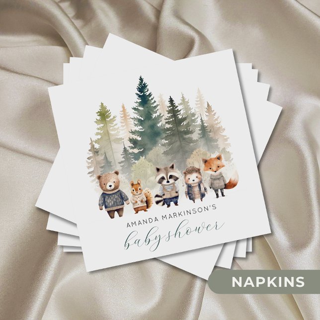 Budget Woodland Watercolor Baby Shower Napkins (Creator Uploaded)
