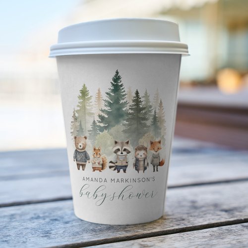 Budget Woodland Watercolor Baby Shower Paper Cups