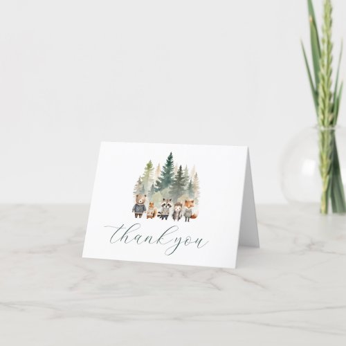Budget Woodland Watercolor Baby Shower Thank You Card