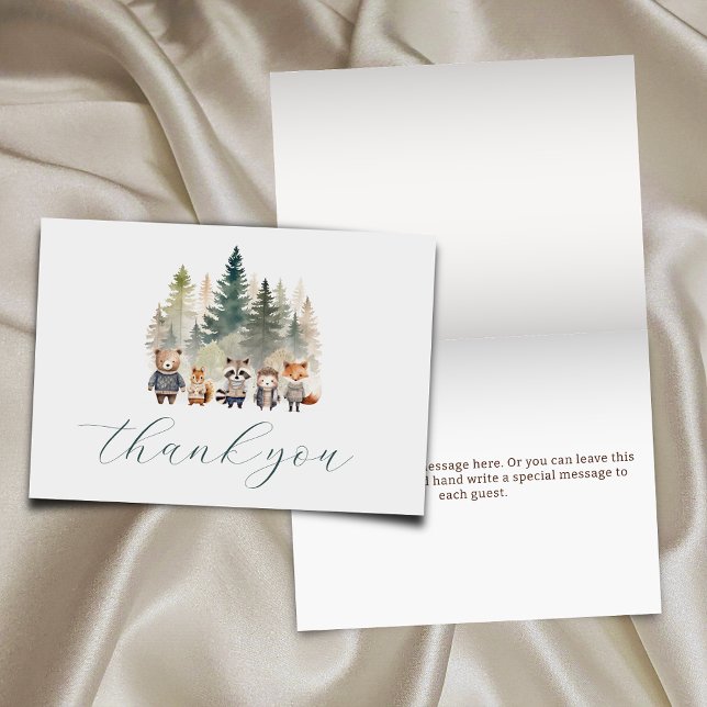 Budget Woodland Watercolor Baby Shower Thank You Card (Creator Uploaded)