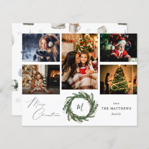 Budget Wreath Monogram 5 Photo Merry Christmas