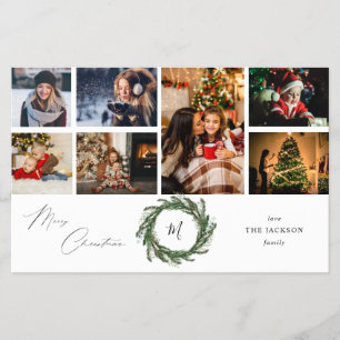 Budget Wreath Monogram 7 Photo Christmas- White Flyer